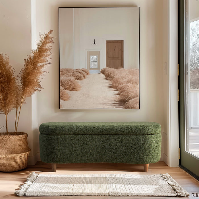 Bailey - Boucle Flip Top Storage Bench - Green - Simple Home Plus