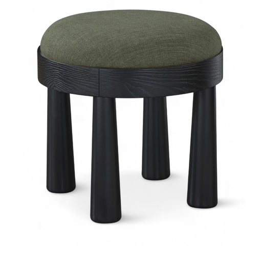 Larea - Linen Textured Fabric Ottoman - Black Base - Simple Home Plus
