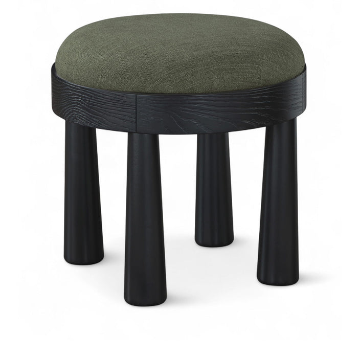 Larea - Linen Textured Fabric Ottoman - Black Base - Simple Home Plus