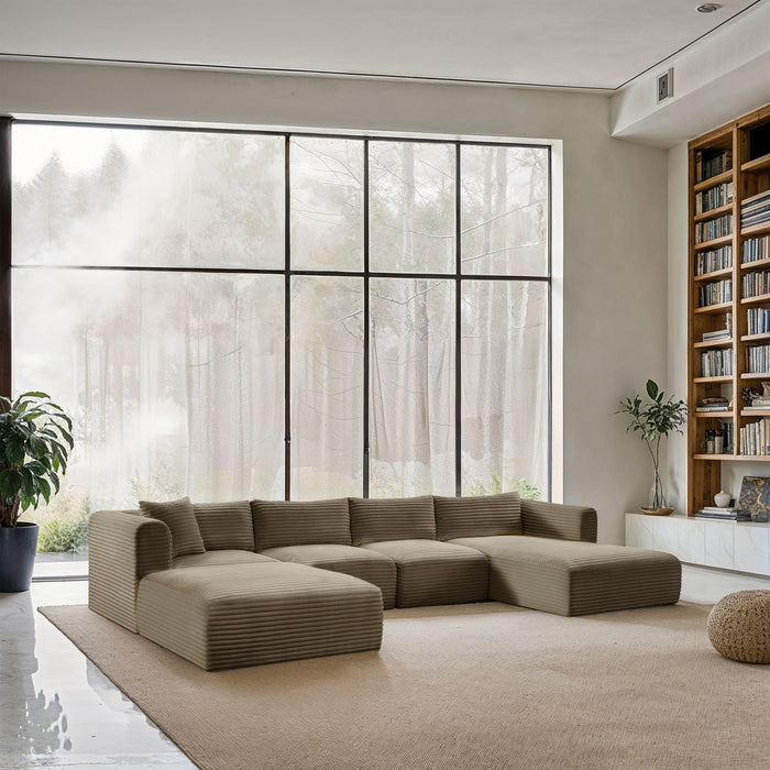 Shaggy - Fabric 5 Piece Modular Sectional With Chaise And Ottoman - Simple Home Plus
