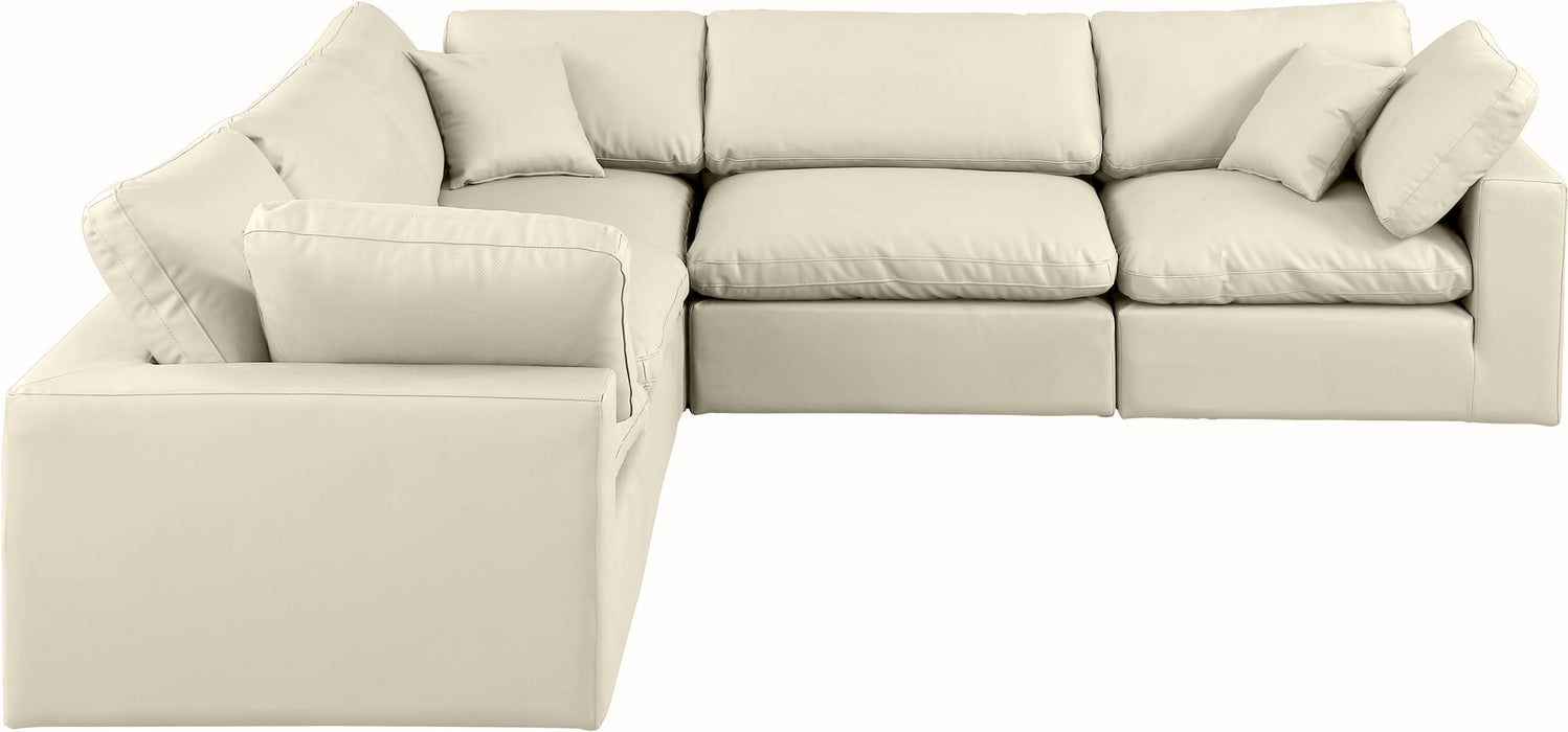 Comfy - 5 Piece Faux Leather Modular Corner Sectional - Simple Home Plus