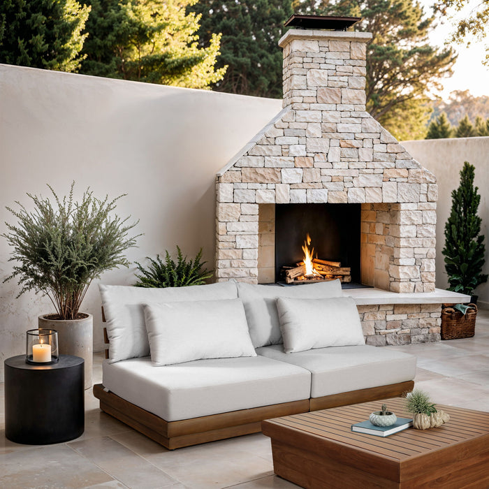 Mirella - 2 Piece Water Resistant Fabric 74" Upholstered Outdoor Patio Modular Armless Loveseat - Simple Home Plus