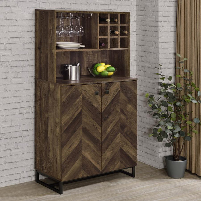 Mendoza - 2 Door Home Bar Cabinet Wine Storage - Rustic Oak - Simple Home Plus