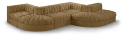 Rummi - Rounded Velvet Performance Fabric Upholstered 6 Piece Modular Sectional - Simple Home Plus