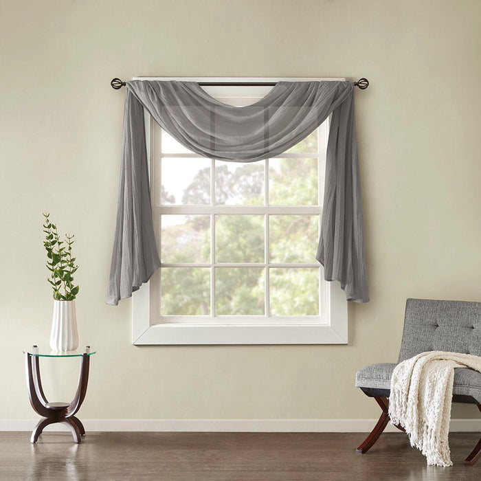Harper - Solid Crushed Scarf Sheer - Gray - Simple Home Plus