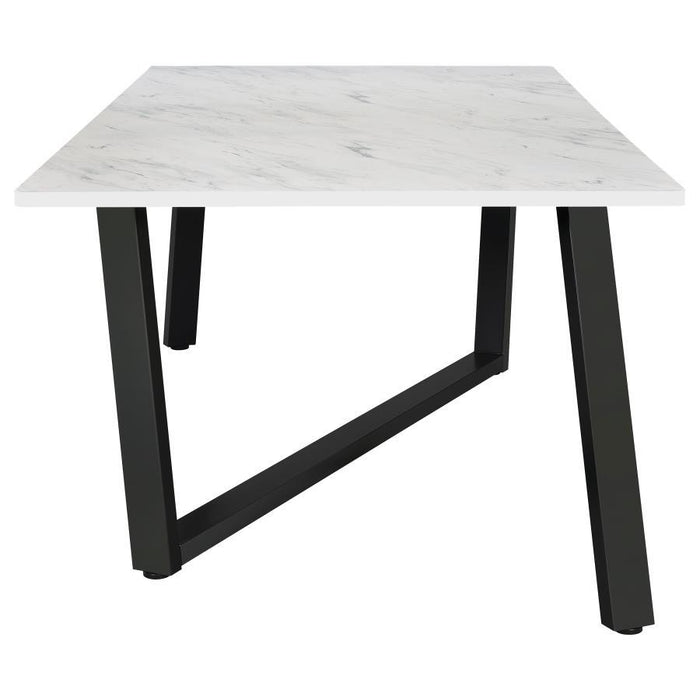 Mayer - Rectangular Faux Marble Dining Table - White - Simple Home Plus