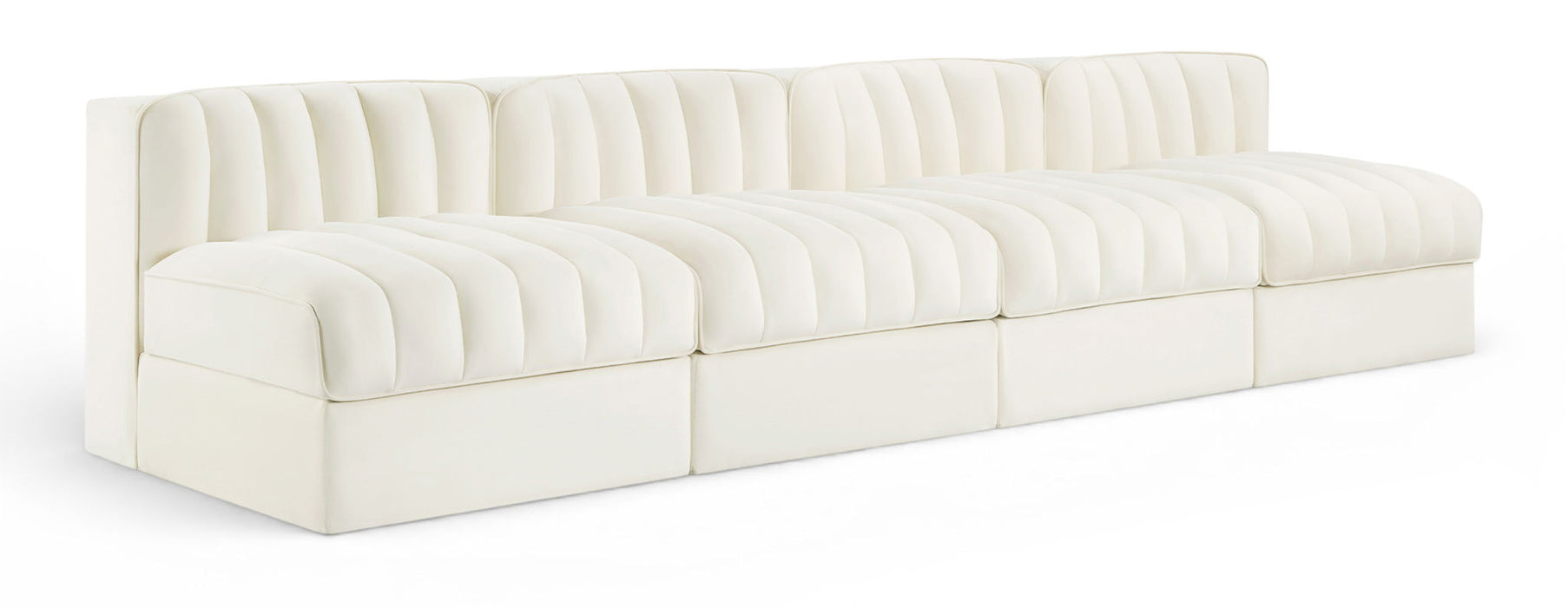 Rummi - Armless Velvet Performance Fabric Upholstered 4 Piece Modular Sofa - Simple Home Plus
