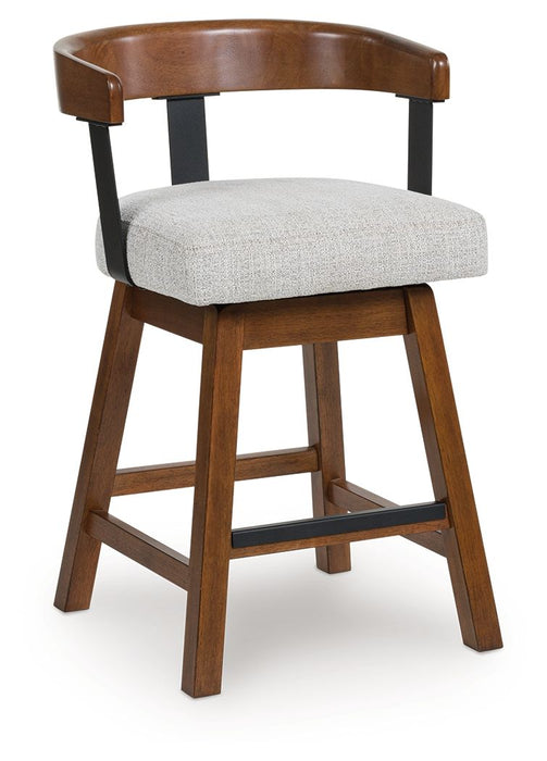 Ralene - Medium Brown - Upholstered Swivel Barstool (Set of 2) - Simple Home Plus