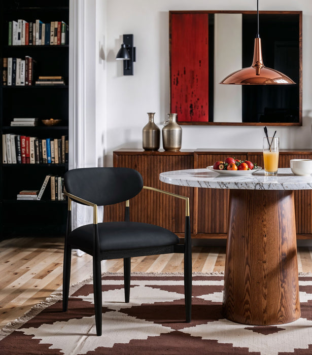 Riccio - Faux Leather Dining Arm Chair (Set of 2) - Black And Gold Frame - Simple Home Plus