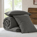 Lyon - 3 Piece Full/Queen Waffle Washed Comforter Set - Charcoal - Simple Home Plus
