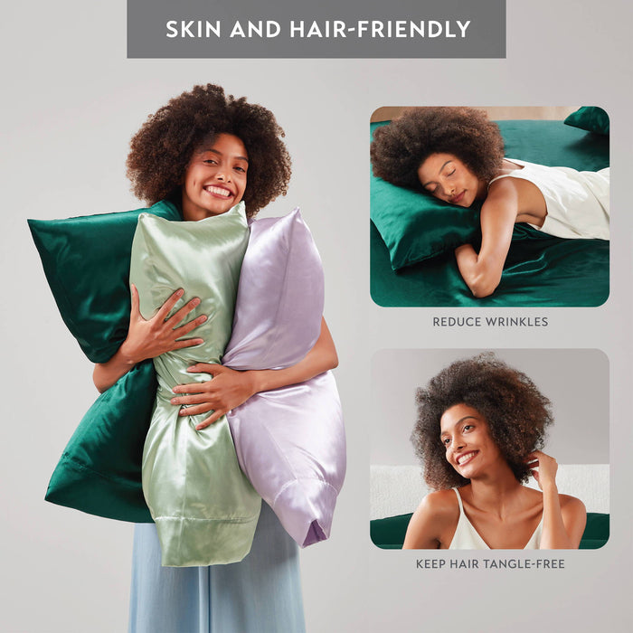 Satin - King Luxury Pillowcases (Set of 2) - Emerald - Simple Home Plus