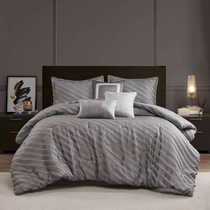 Riva - 7 Piece King Comforter Set - Gray - Simple Home Plus