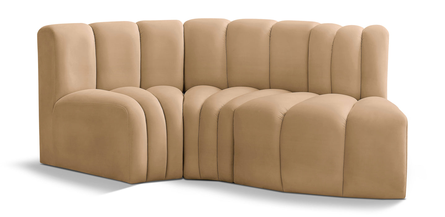 Arc - Velvet 3 Piece Modular L-Shaped Sofa - Simple Home Plus