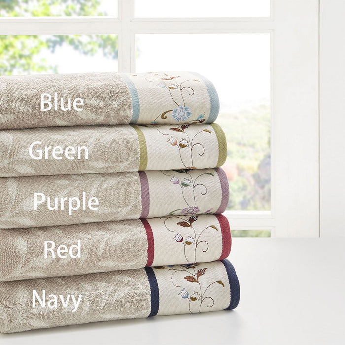 Serene - Jacquard 6 Piece Towel Set - Blue - Simple Home Plus
