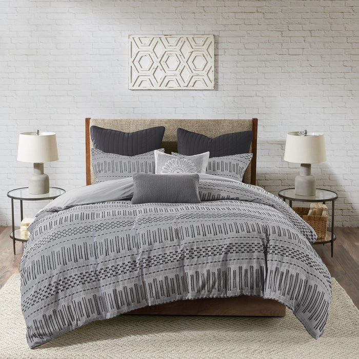 Rhea - King Duvet Cover Mini Set - Gray / Black - Simple Home Plus