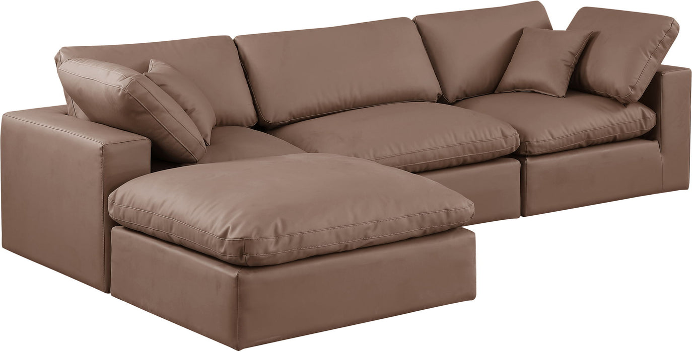 Comfy - 4 Piece Faux Leather Modular Sectional With Chaise - Simple Home Plus