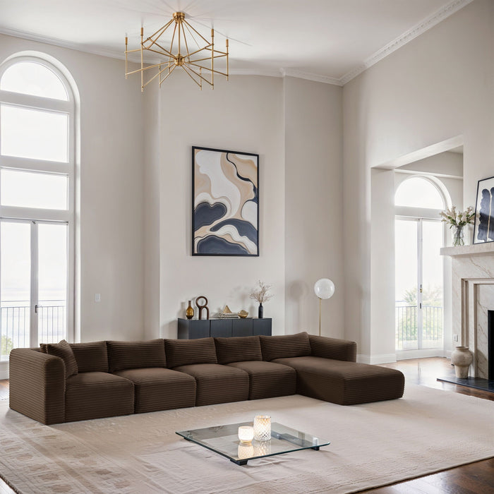Shaggy - 5 Piece Modular Sectional With Chaise - Simple Home Plus