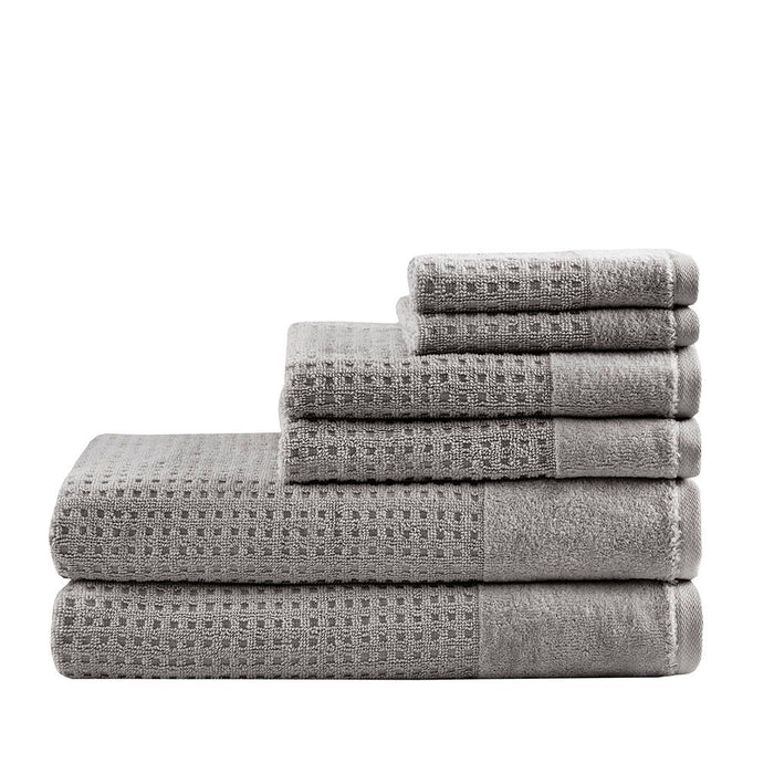 Spa - 6 Piece Jacquard Antimicrobial Towels Set - Charcoal - Simple Home Plus