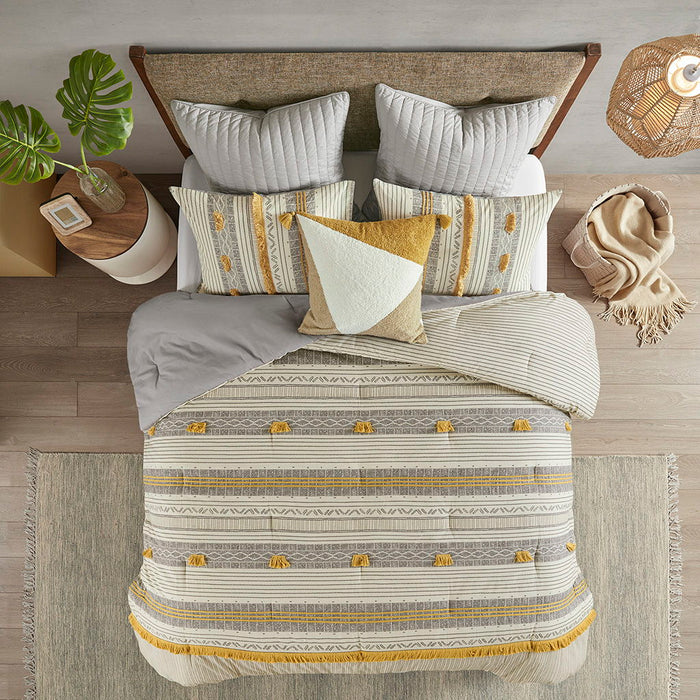 Cody - 3 Piece Comforter Set - Gray / Yellow - Simple Home Plus