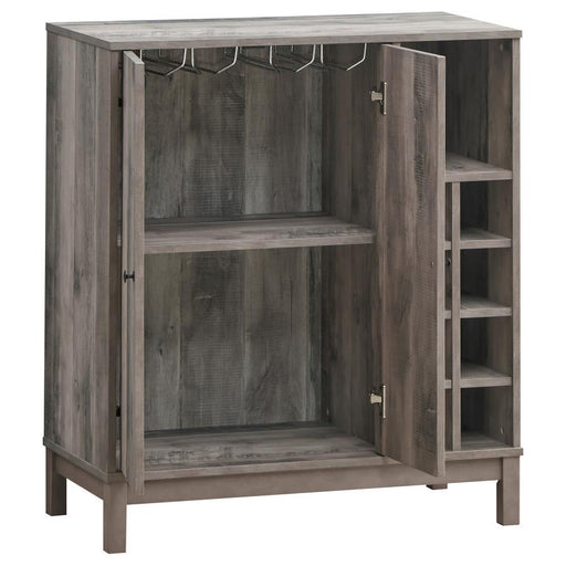 Cheyenne - 2-Door Wine Cabinet With Stemware Rack - Weathered Acacia - Simple Home Plus