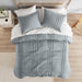 Porter - King Soft Washed Pleated Comforter Set - Blue / Gray - Simple Home Plus