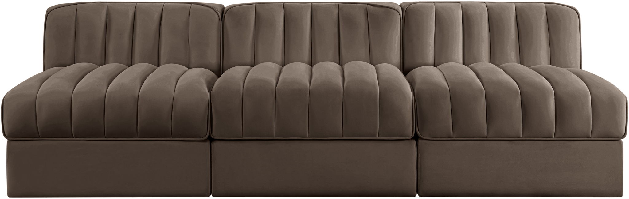 Rummi - Velvet Performance Fabric Upholstered 3 Piece Modular Armless Sofa - Simple Home Plus