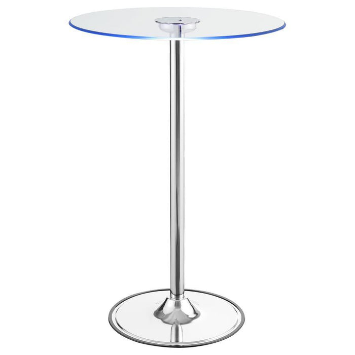 Thea - Round Glass Top LED Bistro Bar Table - Chrome - Simple Home Plus