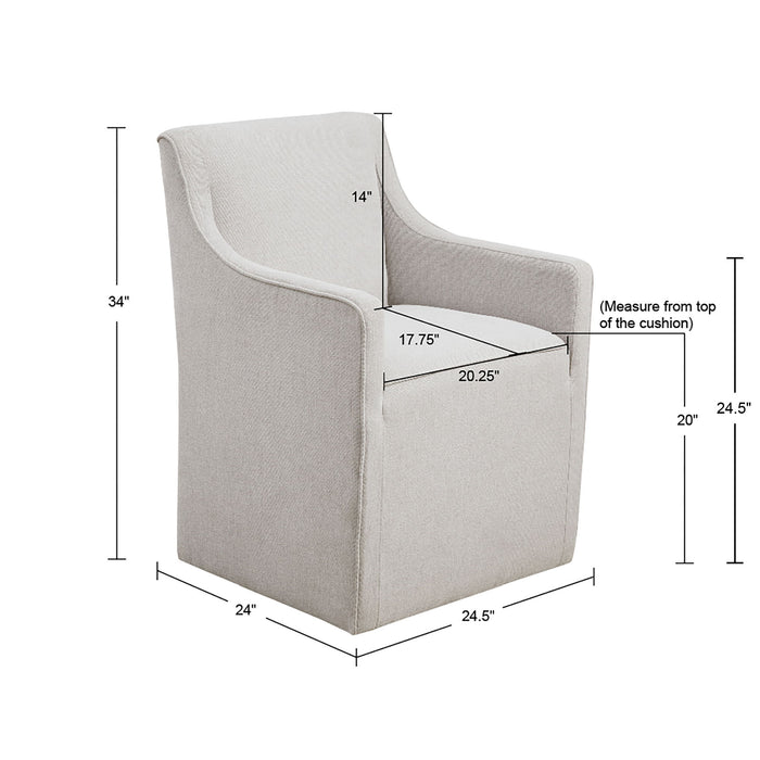 Charlotte - Slipcover Dining Arm Chair With Casters - Gray - Simple Home Plus