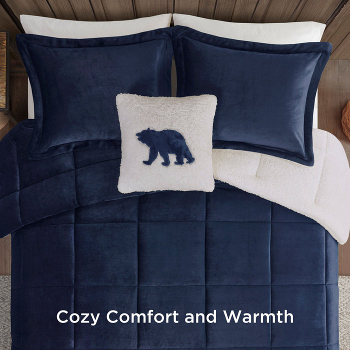 Alton - Down Alternative Comforter Set - Navy / Ivory - Simple Home Plus
