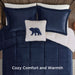 Alton - King Down Alternative Comforter Set - Navy / Ivory - Simple Home Plus