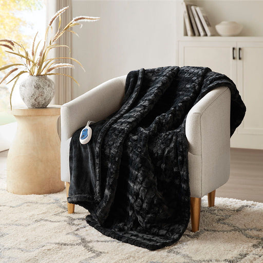Zuri - Oversized Heated Throw - Black Texture - Simple Home Plus