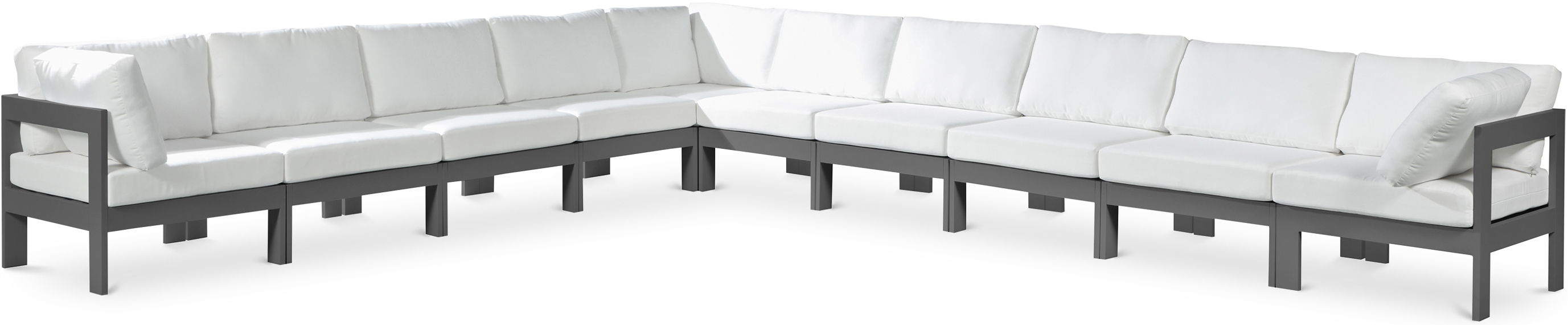 Nizuc - Outdoor Patio 10 Piece Modular Sectional With Gray Frame - Simple Home Plus