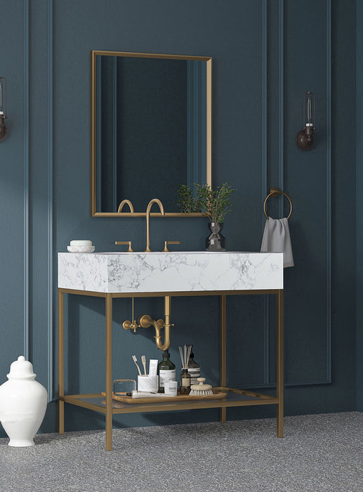 Marmo - Engineered Marble Bathroom Vanity With Gold Base - Simple Home Plus