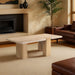 Ravenna - Genuine Fabric Travertine And Oak Wood Table - Simple Home Plus