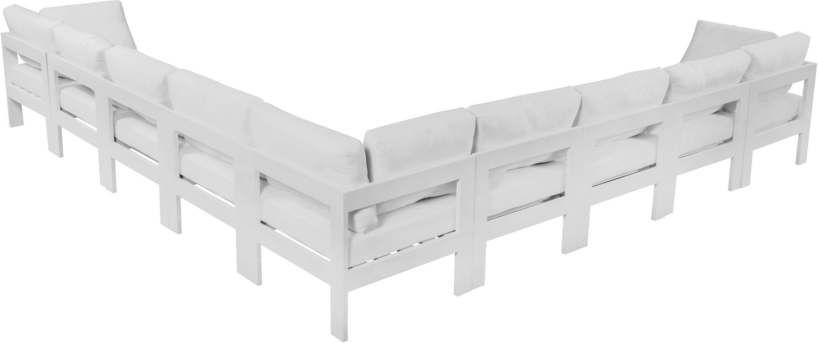 Nizuc - Outdoor Patio 9 Piece Modular Sectional With White Frame - Simple Home Plus