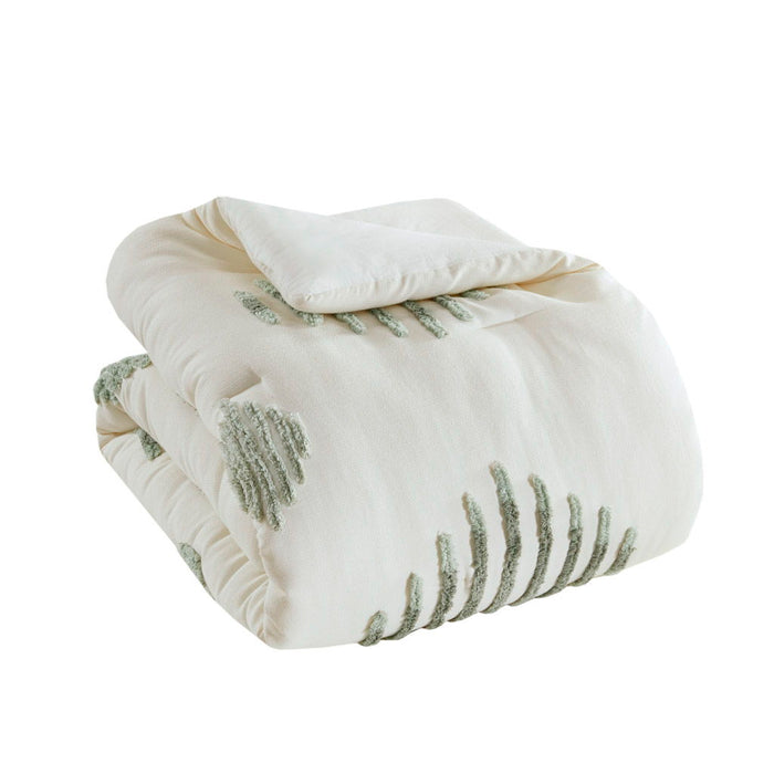 Tahli - 3 Piece Cotton Blend Chenille Comforter Set - Green - Simple Home Plus