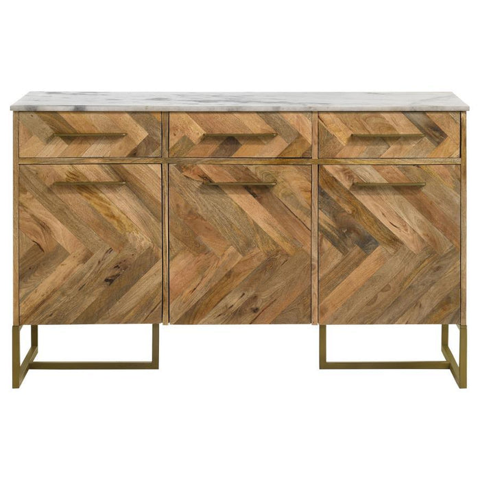 Keaton - Marble Top Herringbone Accent Cabinet - Simple Home Plus