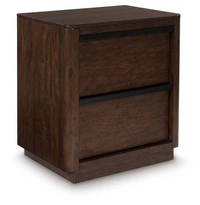 Dilenno - Dark Brown - Two Drawer Night Stand - Simple Home Plus