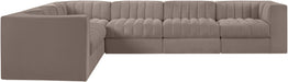 Rummi - Velvet Performance Fabric Upholstered 6 Piece Modular Sectional (With 3 Corner Chairs) - Simple Home Plus