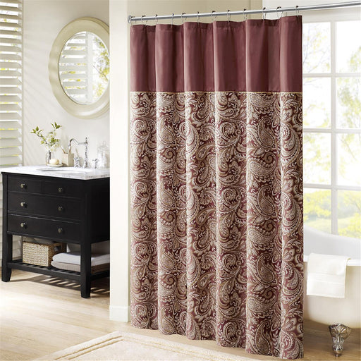 Aubrey - Shower Curtain - Burgundy - Simple Home Plus