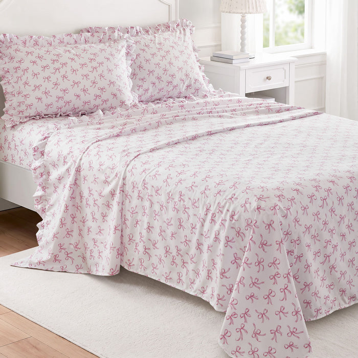 Microfiber Ruffle - Twin Sheets - Pink Bow