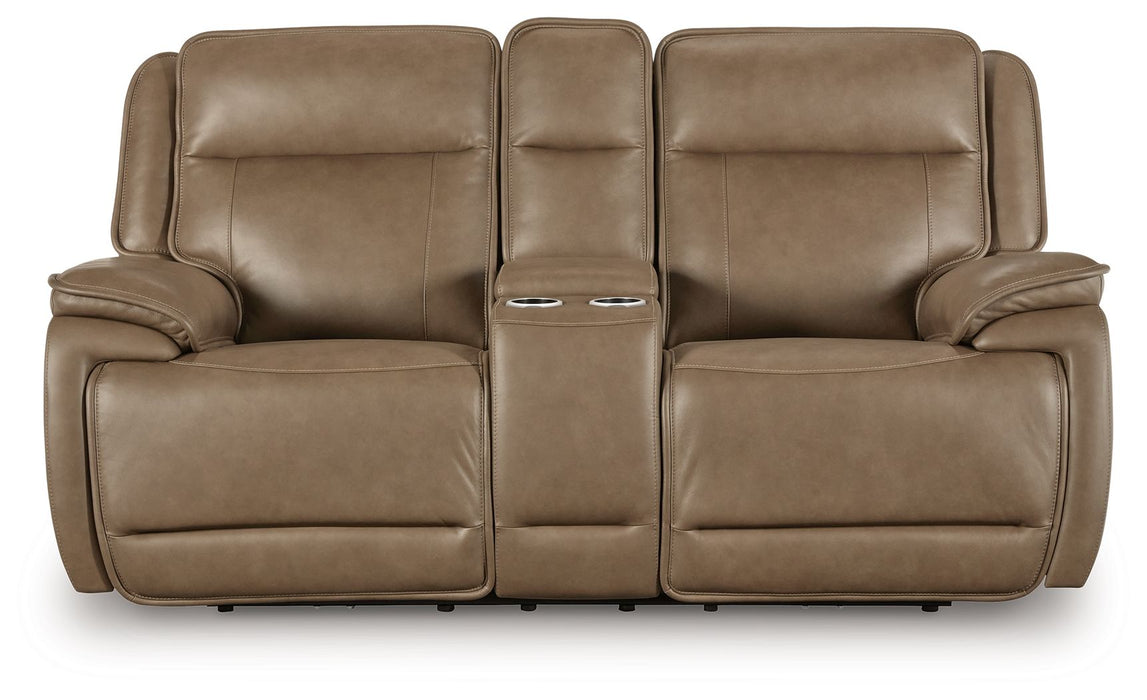 Glencroft - Power Reclining Loveseat With Console / Adjustable Headrest - Sahara - Simple Home Plus