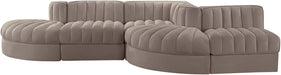 Rummi - Rounded Velvet Performance Fabric Upholstered 5 Piece Modular Sectional - Simple Home Plus