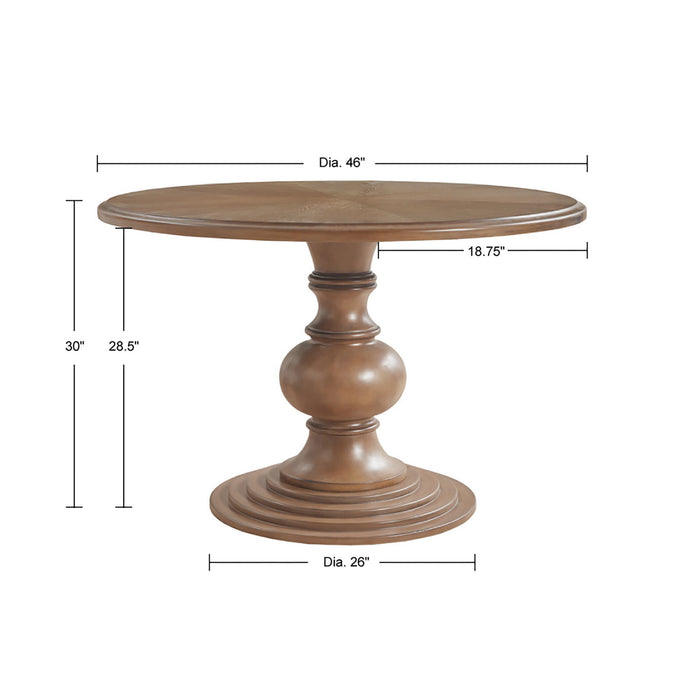 Lexi - Round Pedestal Dining Table - Reclaimed Walnut - Simple Home Plus