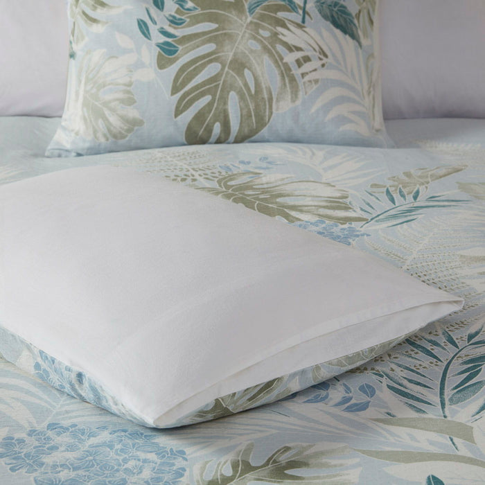 Kiawah Island - 5 Piece Cotton Duvet Cover Set With Throw Pillow - Light Blue - Simple Home Plus