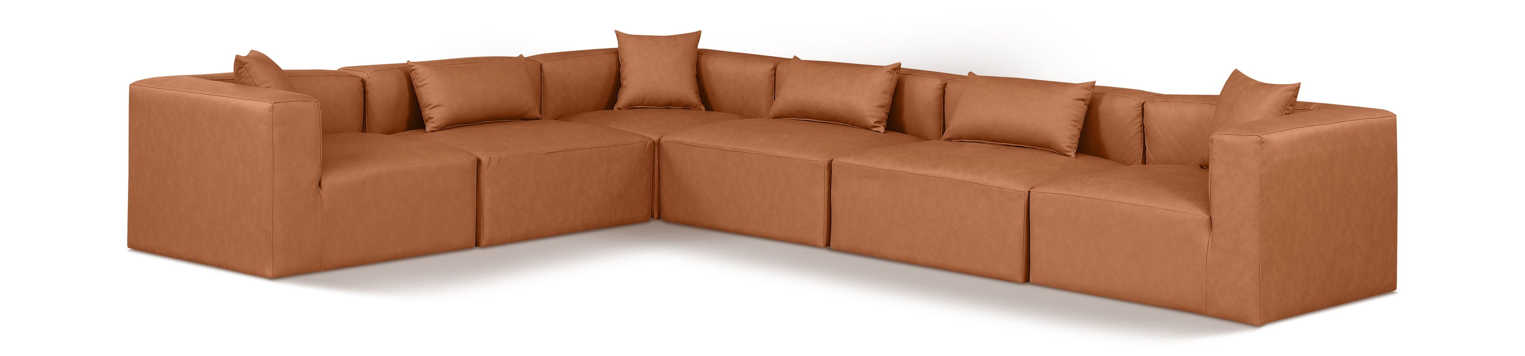 Cube - 6 Piece Modular Corner Sectional - Cognac - Simple Home Plus
