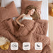 Kyla - Twin/Twin Long Double Diamond Quilted Teddy Comforter Set - Brown - Simple Home Plus