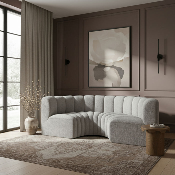 Arc - Boucle Fabric 4 Piece U-Shaped Modular Sofa - Simple Home Plus