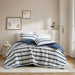 Merritt - Full/Queen Yarn-Dyed Striped Comforter - Blue - Simple Home Plus