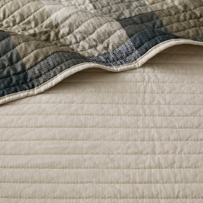 Ridge - 6 Piece Reversible Plaid Daybed Cover Set - Neutral - Simple Home Plus